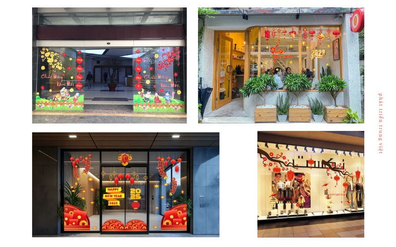 Cách chọn decal trang trí cửa kính Tết phù hợp từng không gian